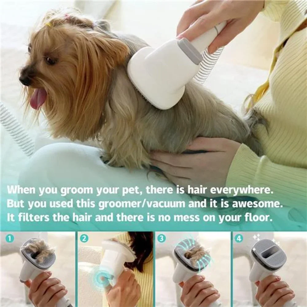 Dog Grooming Kit, Pet Grooming Clippers 2.3L Vacuum Suction (Grey & White)